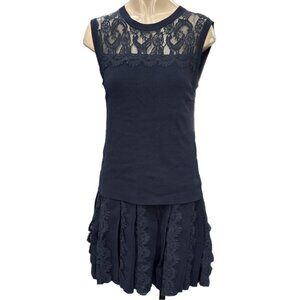 RED Valentino Navy Knit Lace Dress